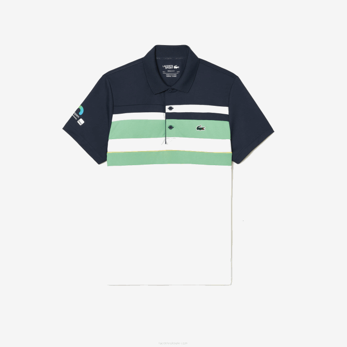 Lacoste Sport Miami Open Edition Stripe Polo 646T238 Blue Green White T3I Men