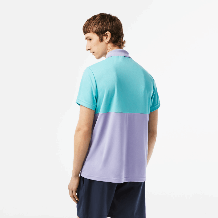 Lacoste Sport Miami Open Edition Stripe Polo 646T240 Turquoise Blue Purple T2I Men