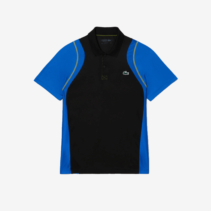 Lacoste Tennis Recycled Polyester Polo Shirt 646T85 Black Blue Yellow XIS Men