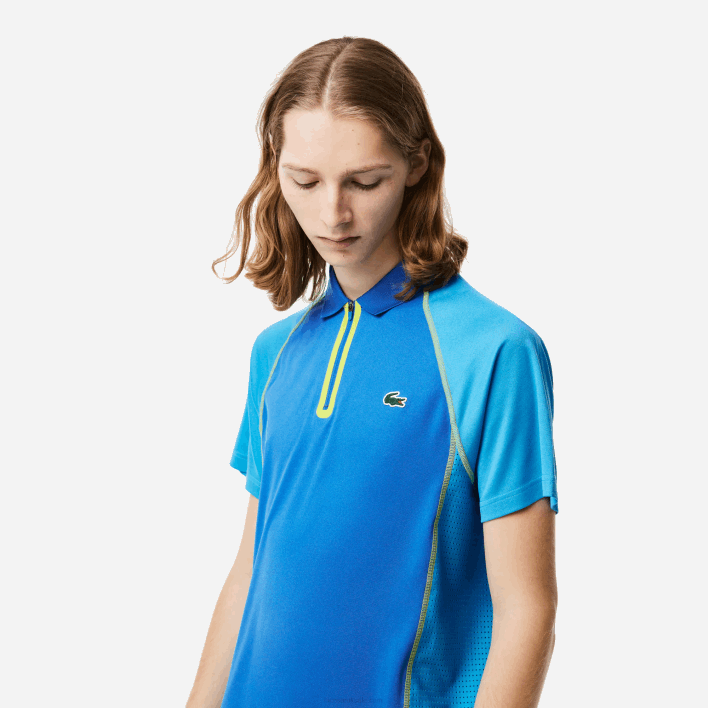 Lacoste Tennis Recycled Polyester Polo with Ultra-Dry Technology 646T138 Blue Yellow AW9 Men