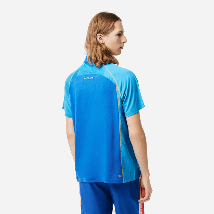 Lacoste Tennis Recycled Polyester Polo with Ultra-Dry Technology 646T138 Blue Yellow AW9 Men