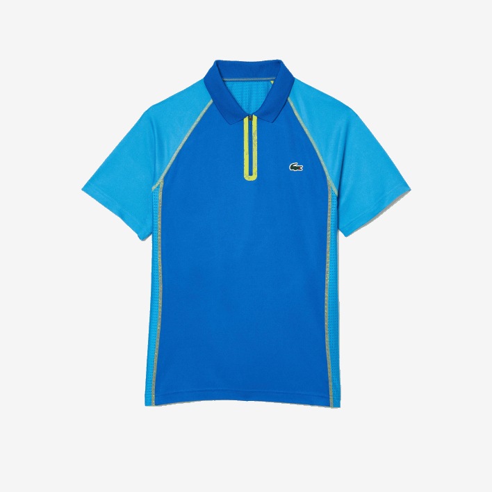 Lacoste Tennis Recycled Polyester Polo with Ultra-Dry Technology 646T138 Blue Yellow AW9 Men