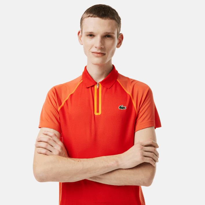 Lacoste Tennis Recycled Polyester Polo with Ultra-Dry Technology 646T139 Red Orange XIM Men