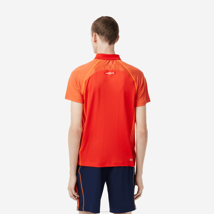 Lacoste Tennis Recycled Polyester Polo with Ultra-Dry Technology 646T139 Red Orange XIM Men