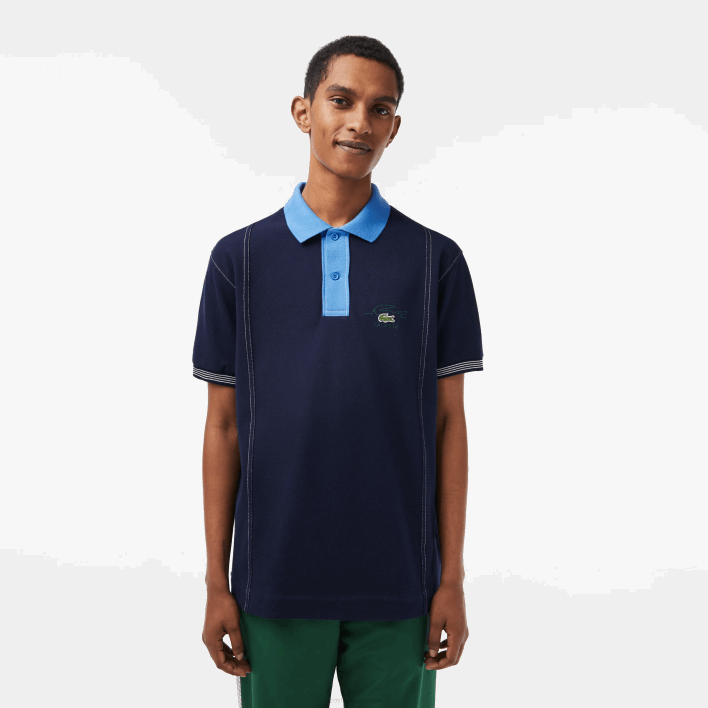 Lacoste Two-Tone Organic Cotton Polo 646T262 Navy Blue F65 Men