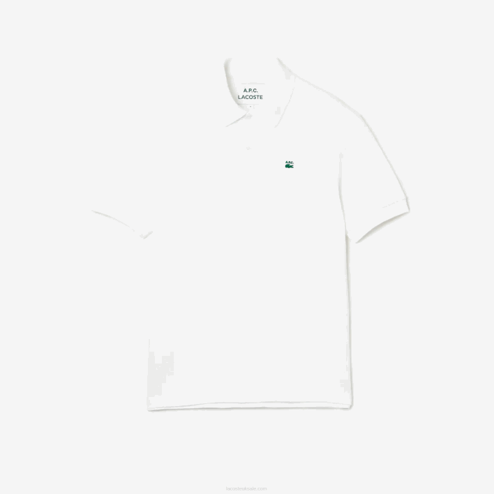 Lacoste x A.P.C. Loose Fit Cotton Petit Pique Polo 646T927 White 001 Men