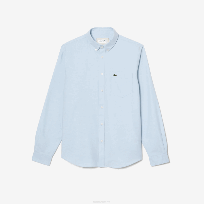 Lacoste Buttoned Collar Oxford Cotton Shirt 646T505 Blue HBP Men