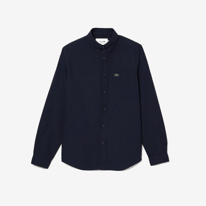 Lacoste Buttoned Collar Oxford Cotton Shirt 646T507 Navy Blue 423 Men