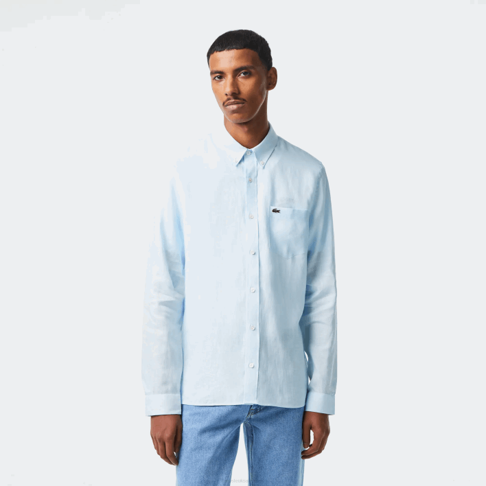 Lacoste Linen Shirt 646T468 Light Blue T01 Men