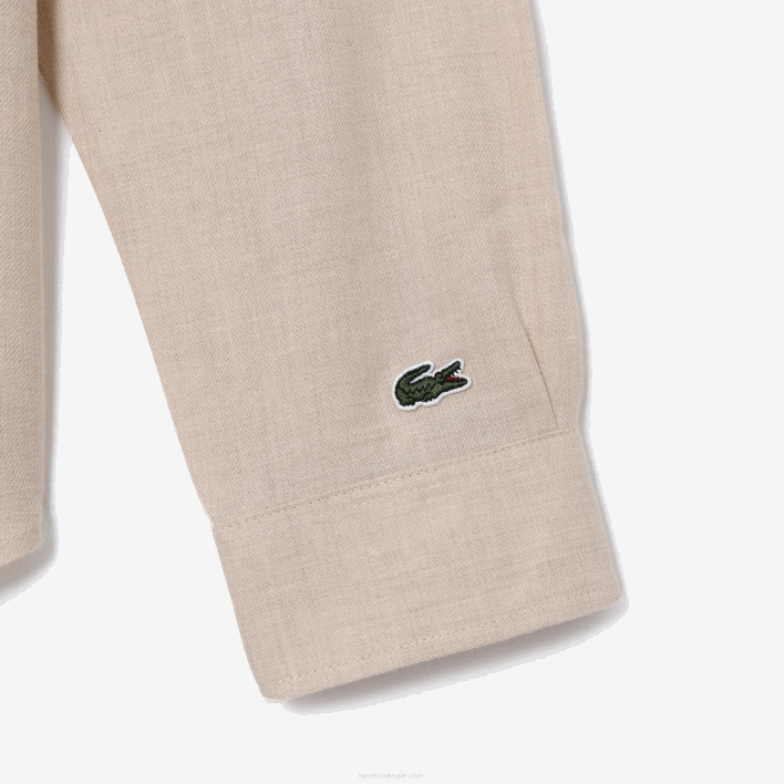 Lacoste Regular Fit Branded Flannel Shirt 646T1654 Beige Black UB7 Men