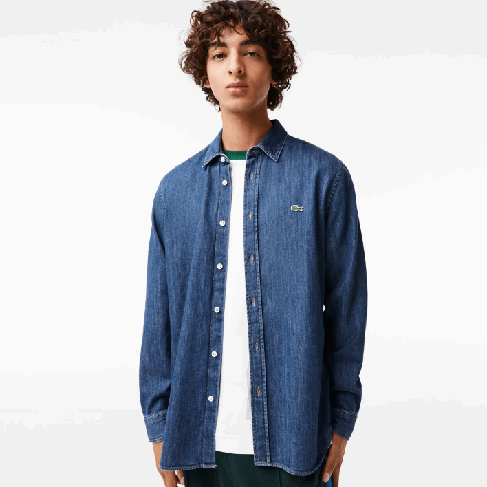 Lacoste Regular Fit Organic Cotton Denim Shirt 646T1502 Blue CDZ Men