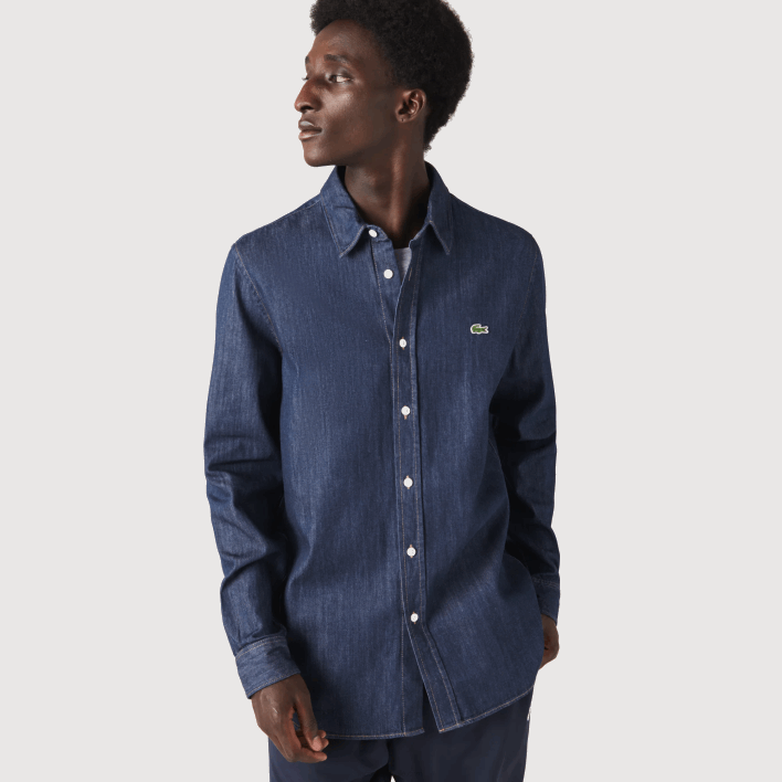 Lacoste Regular Fit Organic Cotton Denim Shirt 646T1503 Grey QJH Men