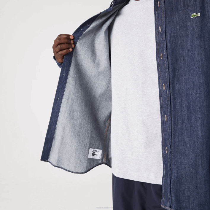 Lacoste Regular Fit Organic Cotton Denim Shirt 646T1503 Grey QJH Men