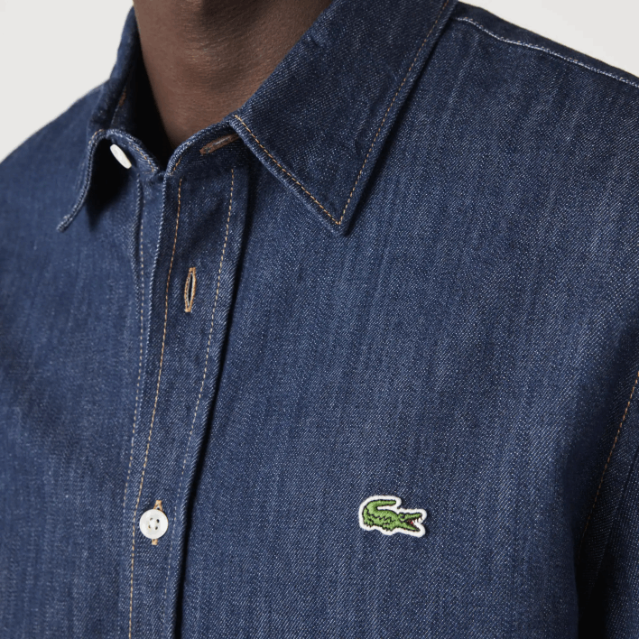 Lacoste Regular Fit Organic Cotton Denim Shirt 646T1503 Grey QJH Men