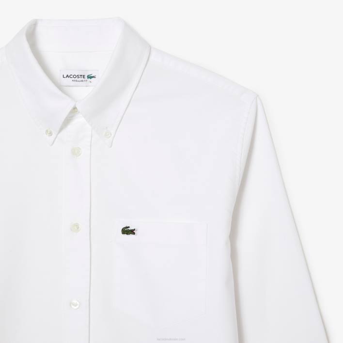 Lacoste Regular Fit Oxford Cotton Shirt 646T1467 White 001 Men