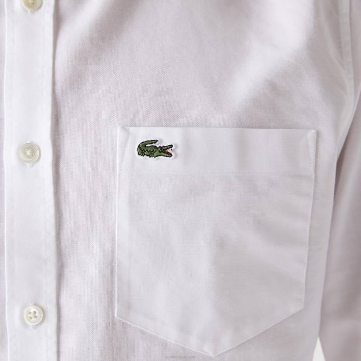 Lacoste Regular Fit Oxford Cotton Shirt 646T1467 White 001 Men