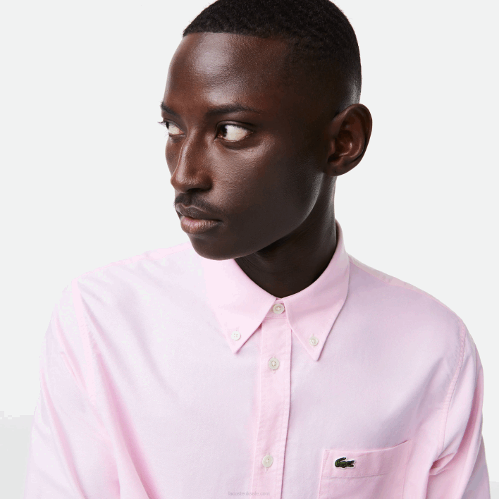 Lacoste Regular Fit Oxford Cotton Shirt 646T1468 Light Pink ADY Men