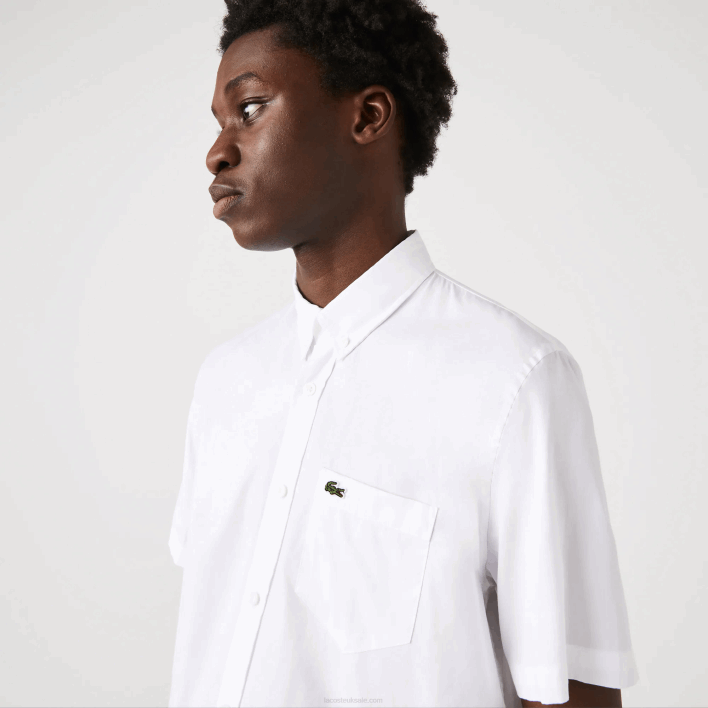 Lacoste Regular Fit Oxford Cotton Shirt 646T1526 White 001 Men