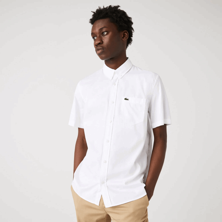 Lacoste Regular Fit Oxford Cotton Shirt 646T1526 White 001 Men