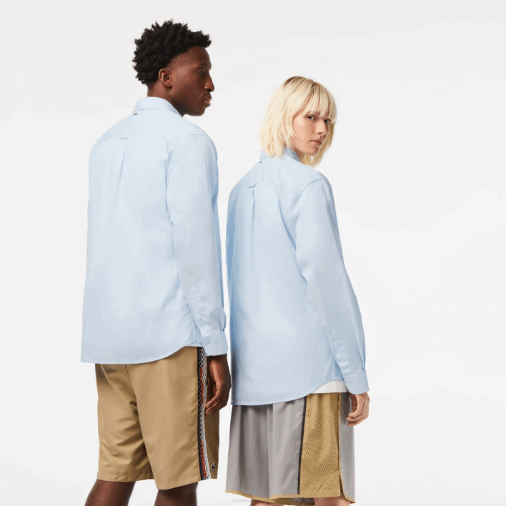 Lacoste Relaxed Fit Large Crocodile Cotton Shirt 646T413 Blue GN2 Men