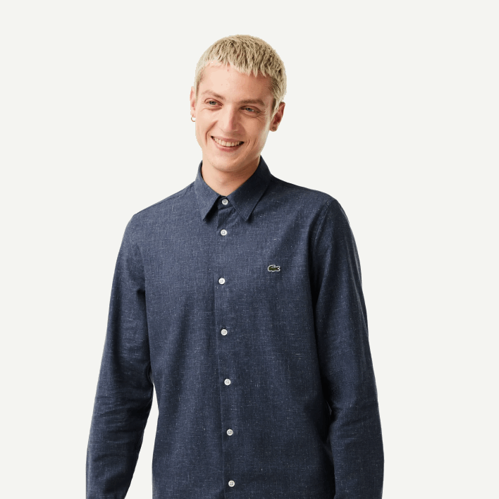 Lacoste Slim Fit Cotton Chambray Shirt 646T1519 Black/White HHW Men