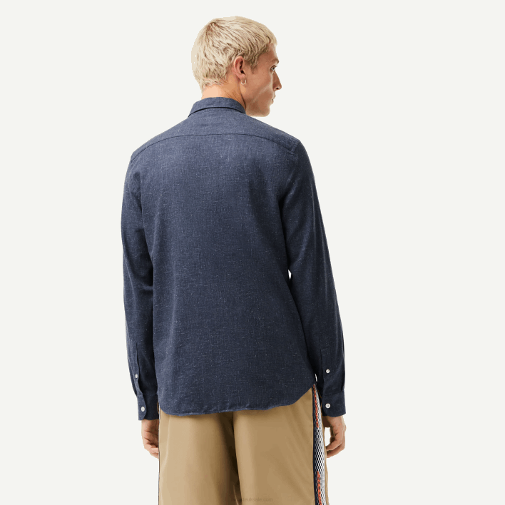 Lacoste Slim Fit Cotton Chambray Shirt 646T1519 Black/White HHW Men