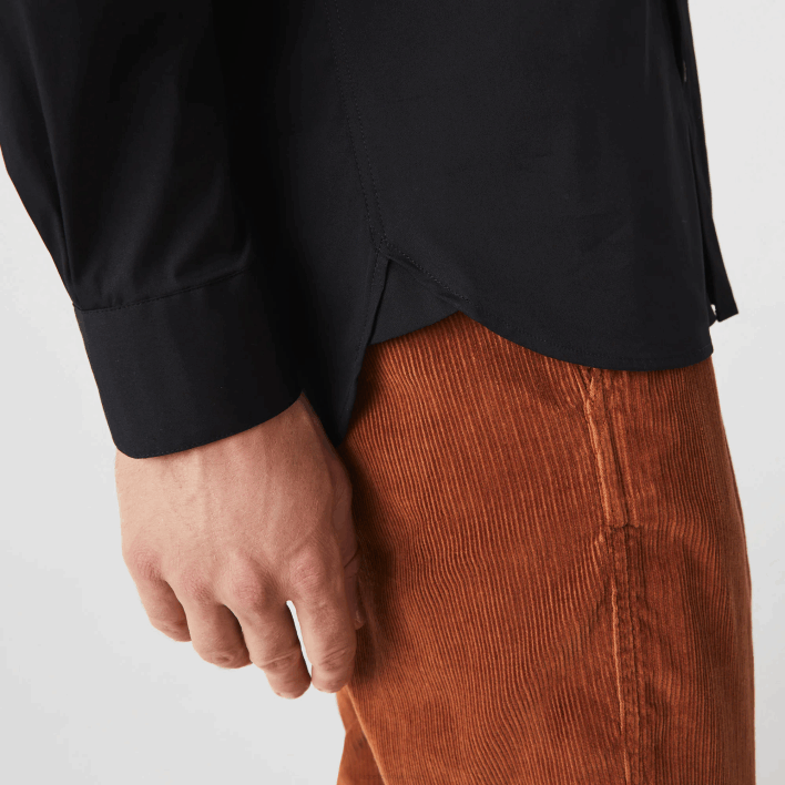 Lacoste Slim Fit French Collar Cotton Poplin Shirt 646T1437 Black 031 Men