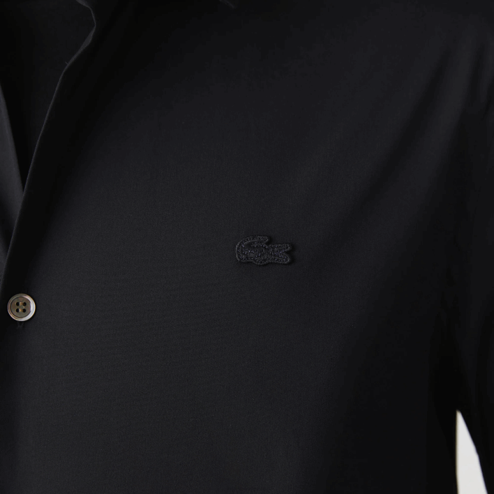 Lacoste Slim Fit French Collar Cotton Poplin Shirt 646T1437 Black 031 Men