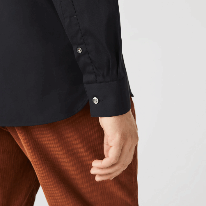 Lacoste Slim Fit French Collar Cotton Poplin Shirt 646T1437 Black 031 Men