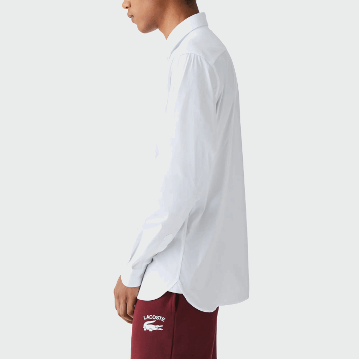 Lacoste Slim Fit French Collar Cotton Poplin Shirt 646T1438 White 001 Men