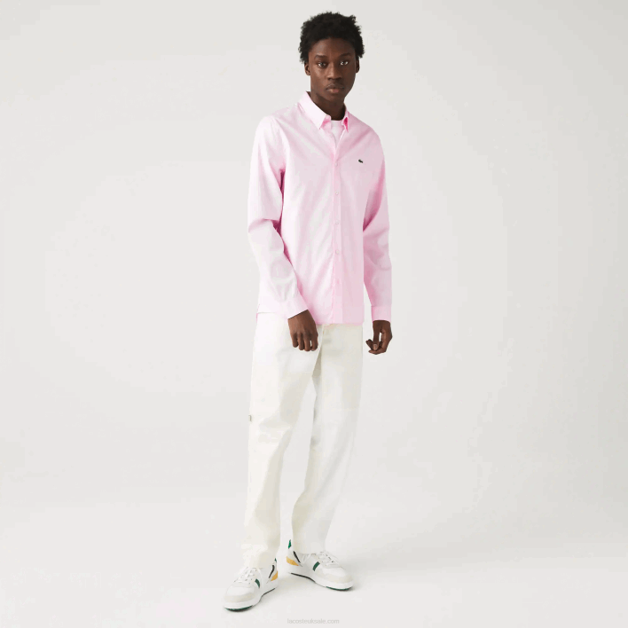 Lacoste Slim Fit Premium Cotton Shirt 646T1649 Light Pink ADY Men