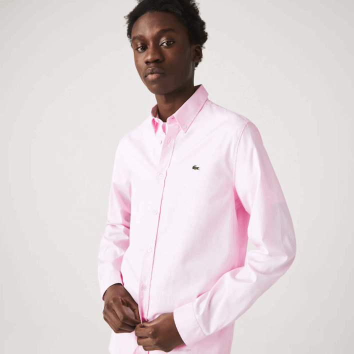 Lacoste Slim Fit Premium Cotton Shirt 646T1649 Light Pink ADY Men