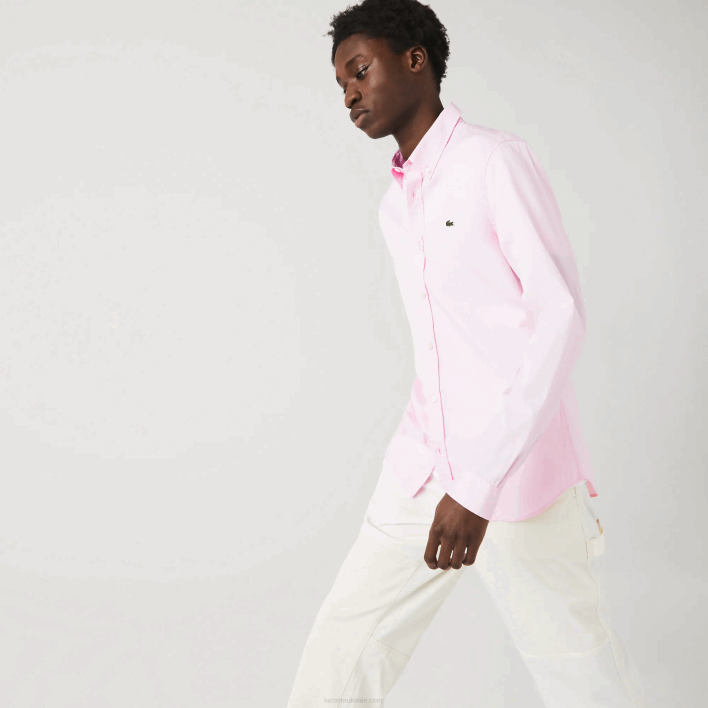Lacoste Slim Fit Premium Cotton Shirt 646T1649 Light Pink ADY Men