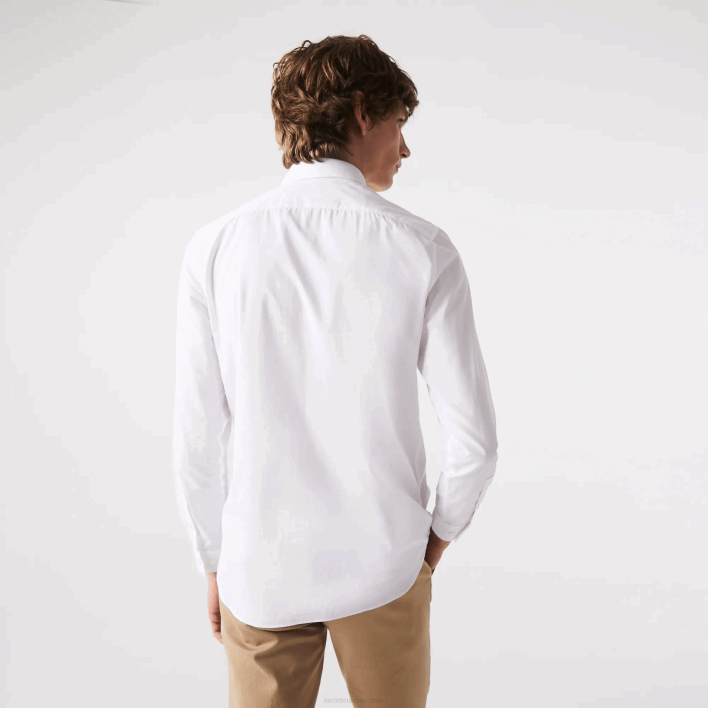 Lacoste Slim Fit Stretch Cotton Poplin Shirt 646T1488 White 001 Men
