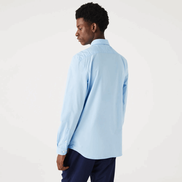Lacoste Slim Fit Stretch Cotton Poplin Shirt 646T1489 Blue HBP Men