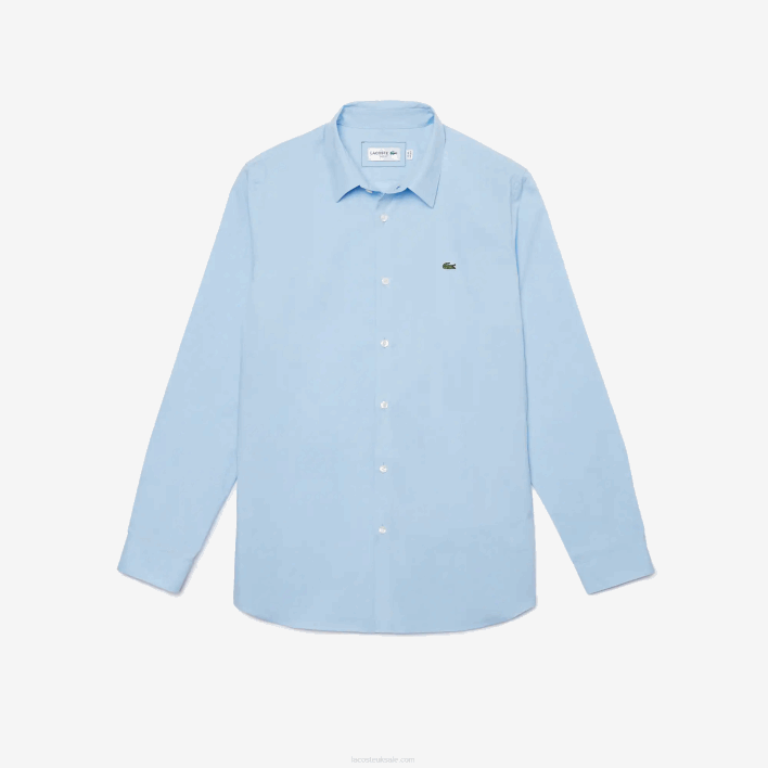 Lacoste Slim Fit Stretch Cotton Poplin Shirt 646T1489 Blue HBP Men