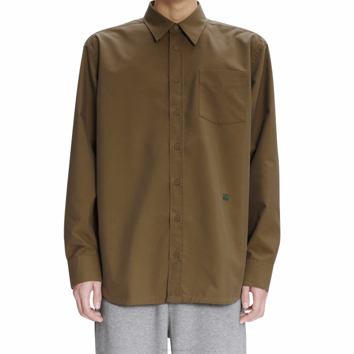 Lacoste x A.P.C. Cotton Gabardine Shirt 646T1630 Khaki Green WTW Men