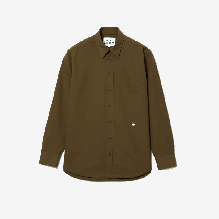 Lacoste x A.P.C. Cotton Gabardine Shirt 646T1630 Khaki Green WTW Men