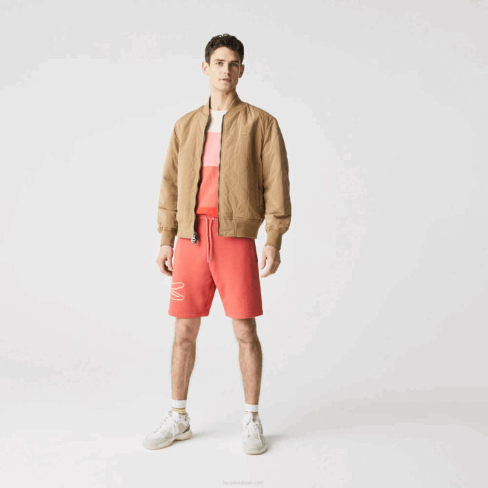 Lacoste Crocodile Print Fleece Shorts 646T1608 Red 67G Men