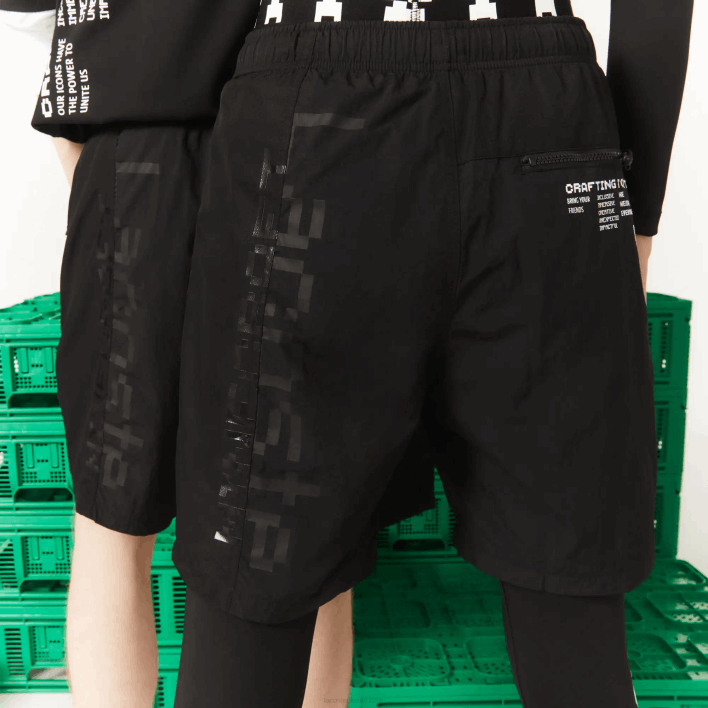 Lacoste LIVE x Minecraft Nylon Bermuda Shorts 646T1634 Black 031 Men