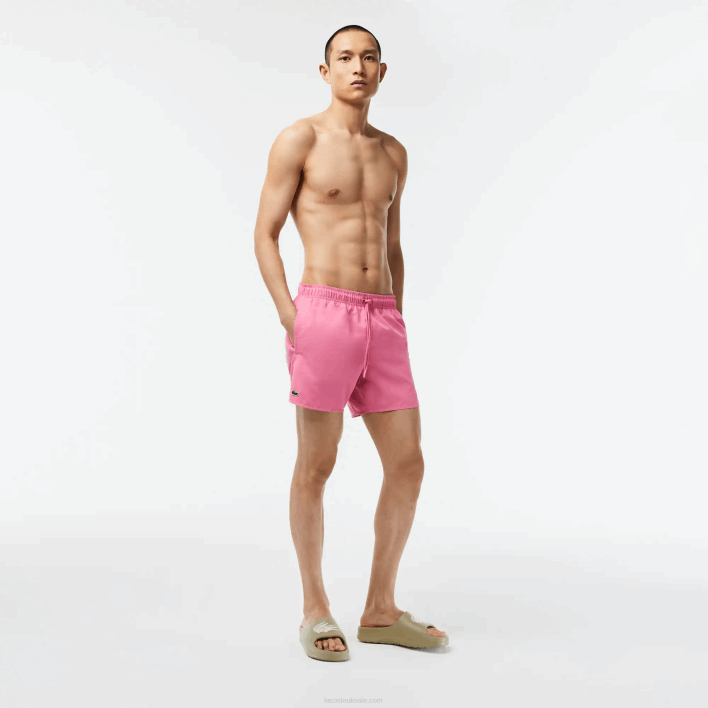 Lacoste Light Quick-Dry Swim Shorts 646T533 Pink Green W4I Men