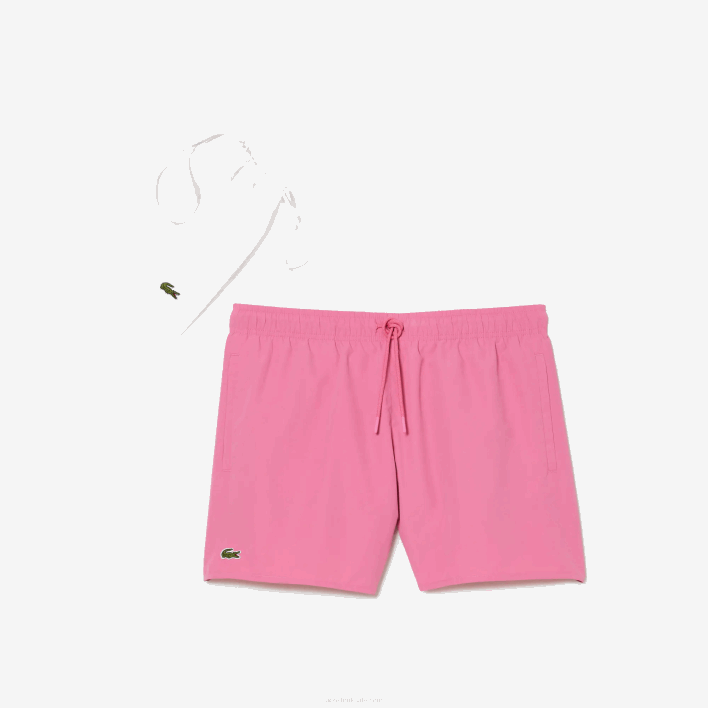 Lacoste Light Quick-Dry Swim Shorts 646T533 Pink Green W4I Men