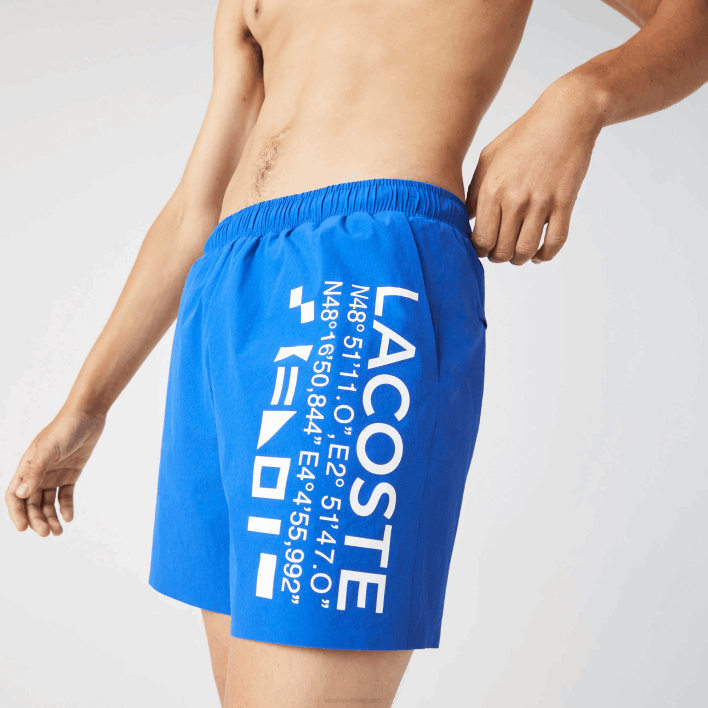 Lacoste Nautical Print Swim Shorts 646T1661 Blue White 7LC Men
