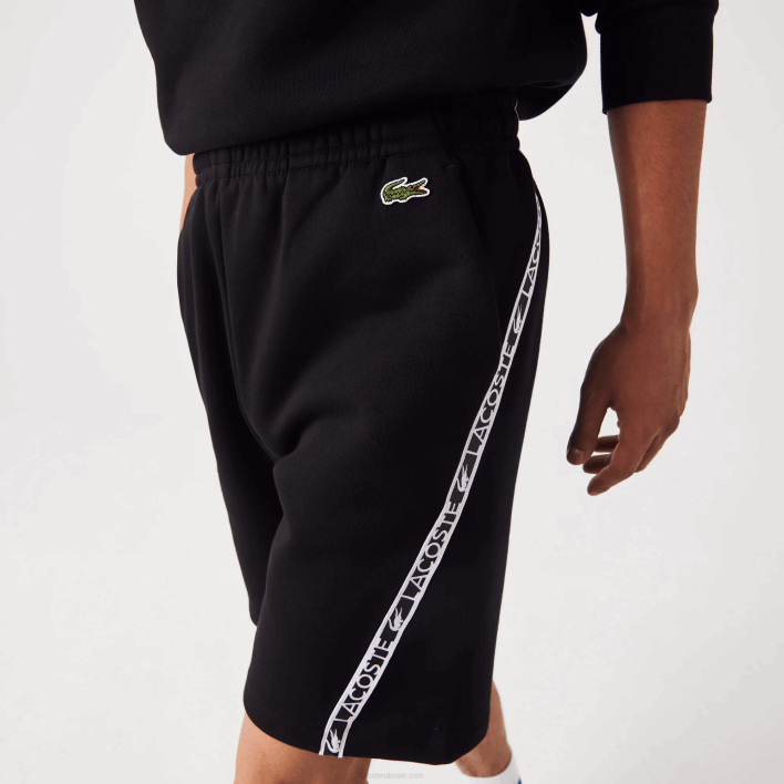 Lacoste Printed Bands Brushed Fleece Shorts 646T1497 Black 031 Men