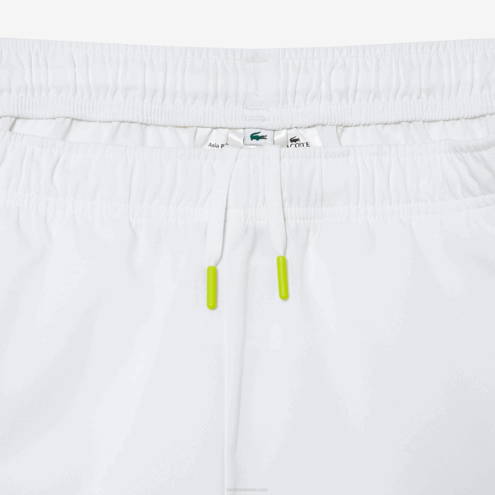 Lacoste Recycled Polyester Tennis Shorts 646T427 White Green Yellow BH3 Men