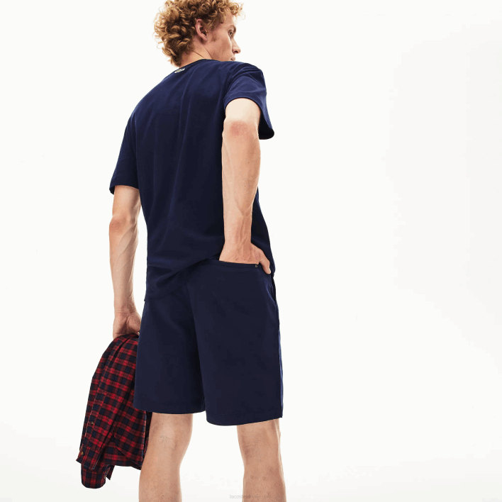 Lacoste Regular Fit Cotton Gabardine Bermuda Shorts 646T1619 Navy Blue 166 Men