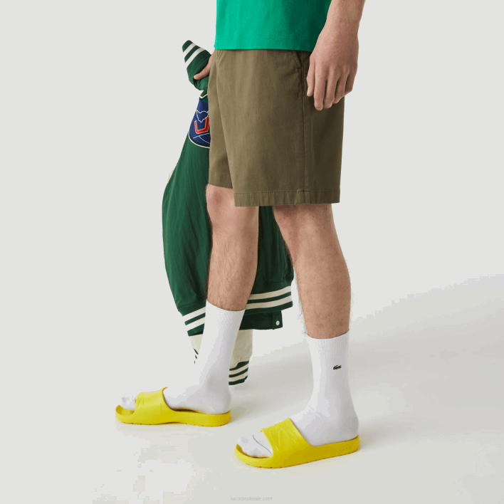 Lacoste Regular Fit Stretch Organic Cotton Bermuda Shorts 646T437 Khaki Green 316 Men