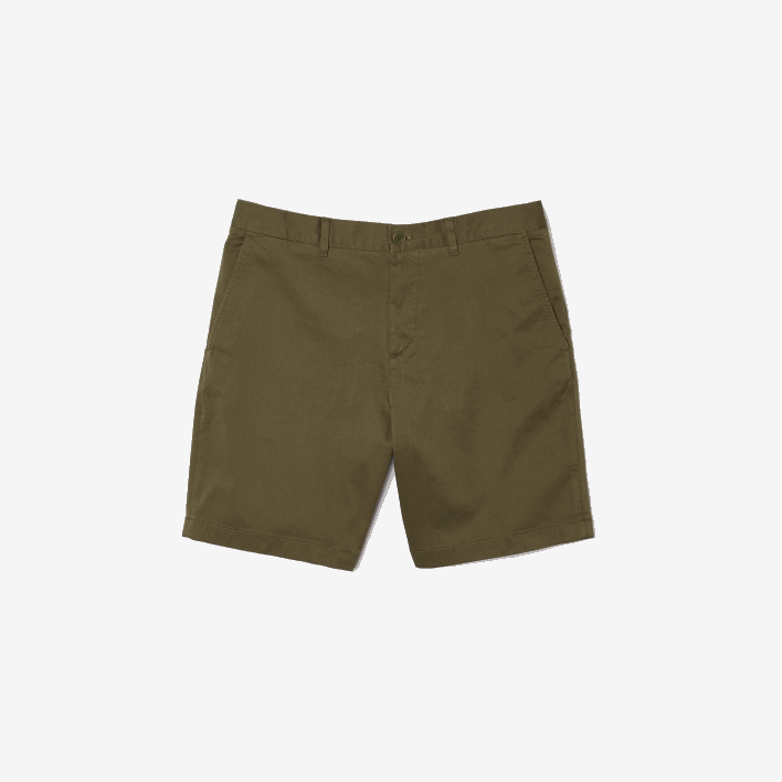 Lacoste Regular Fit Stretch Organic Cotton Bermuda Shorts 646T437 Khaki Green 316 Men