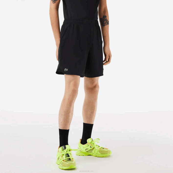 Lacoste SPORT Check Stretch Mesh Shorts 646T458 Black 8VM Men