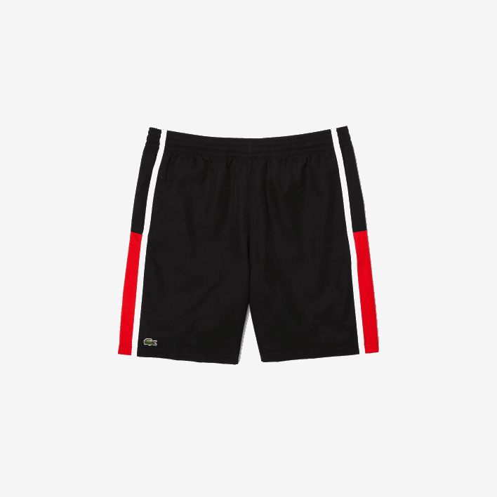 Lacoste SPORT Colorblock Panels Lightweight Shorts 646T1365 Black Red White G54 Men